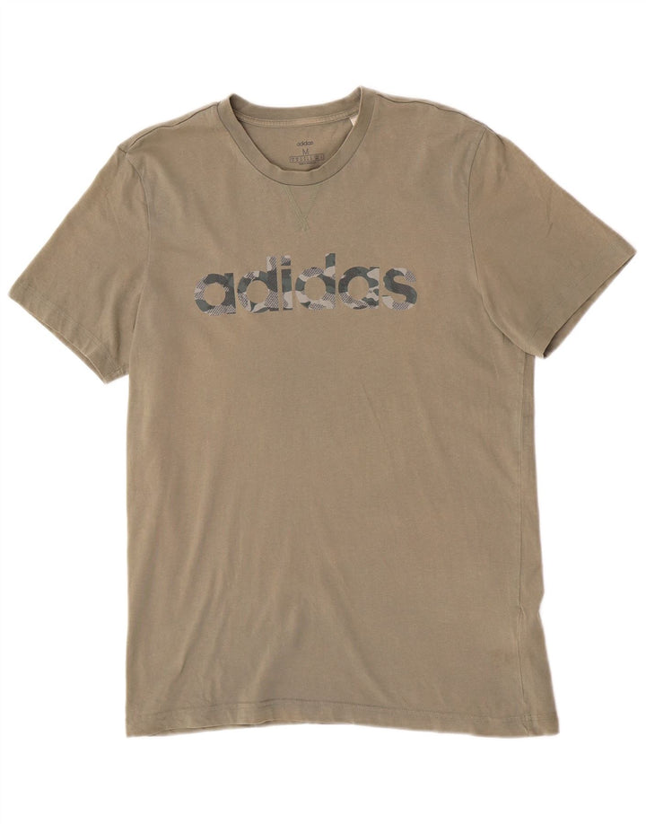 Мужская футболка Adidas с рисунком, средний цвет, хаки, хлопок