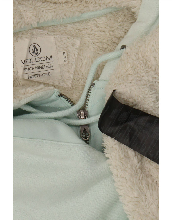 Женский джемпер с капюшоном VOLCOM на молнии, Великобритания 12, средний зеленый хлопок