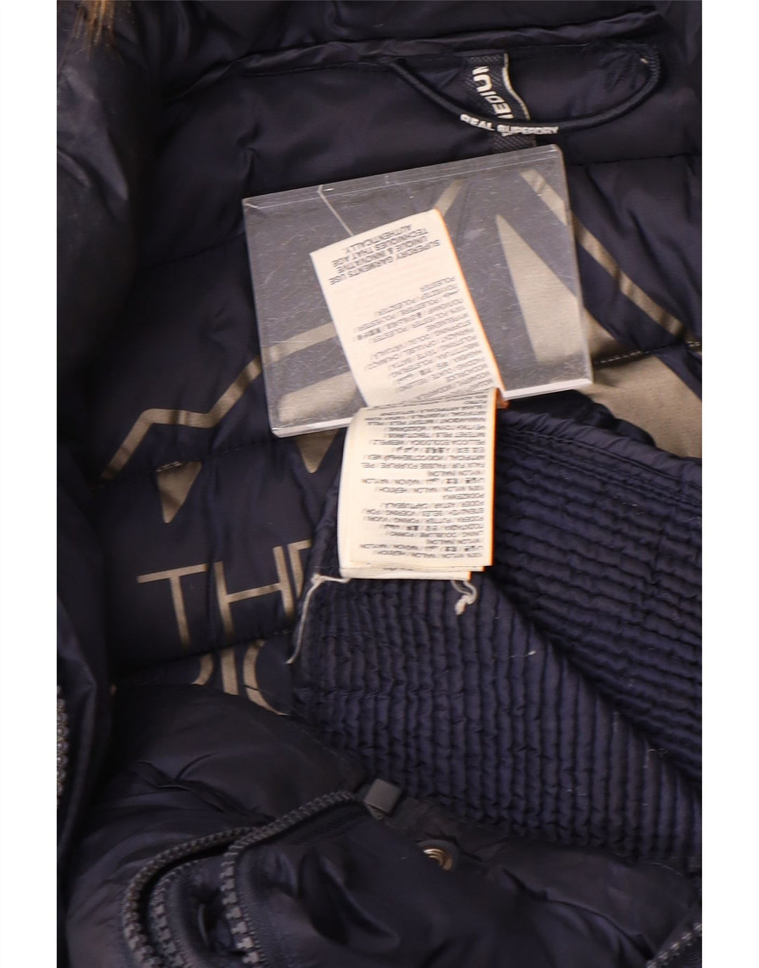 SUPERDRY Женская утепленная куртка с капюшоном UK 14 Средний Темно-Синий Полиэстер