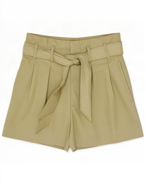 Женские шорты из искусственной кожи с высокой талией Zara XS W24, полиэстер цвета хаки