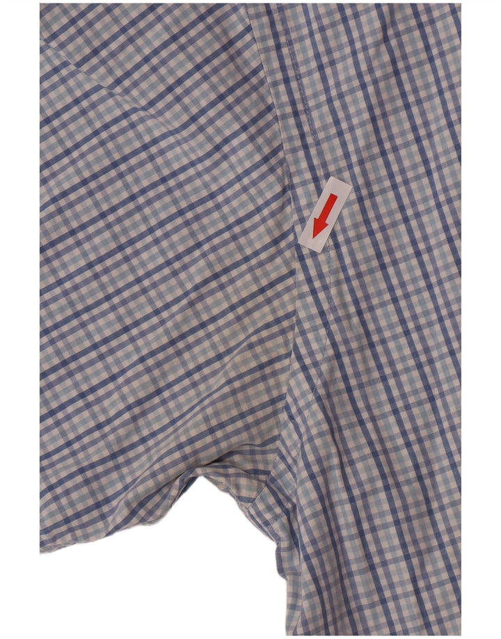 Izod Мужская рубашка с коротким рукавом XL, синяя клетка, хлопок