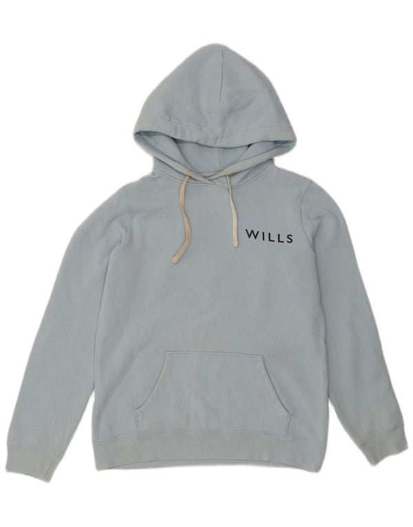 Jack Wills Womens Graphic Loose Fit Hoodie Jumper UK 10 Small Blue Cotton