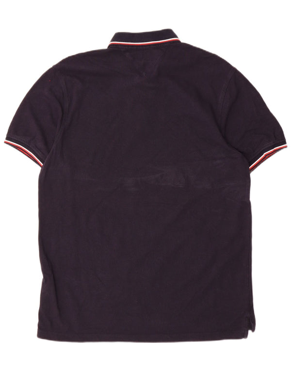 Tommy Hilfiger Мужская рубашка-поло приталенного кроя 2XL Темно-синяя полоска из хлопка