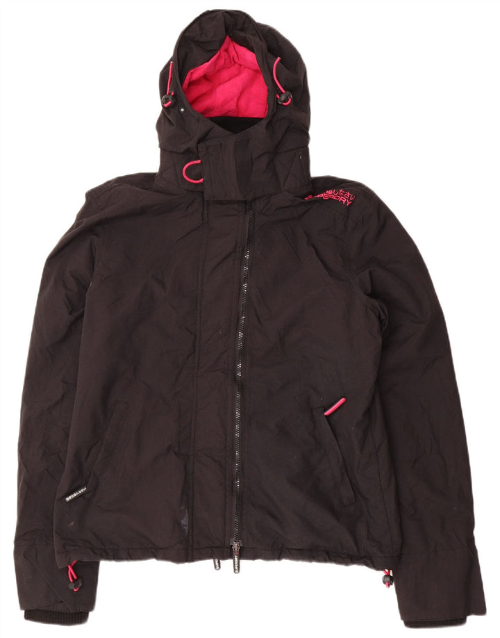 SUPERDRY Женская ветровка с капюшоном UK 14 Средний Черный