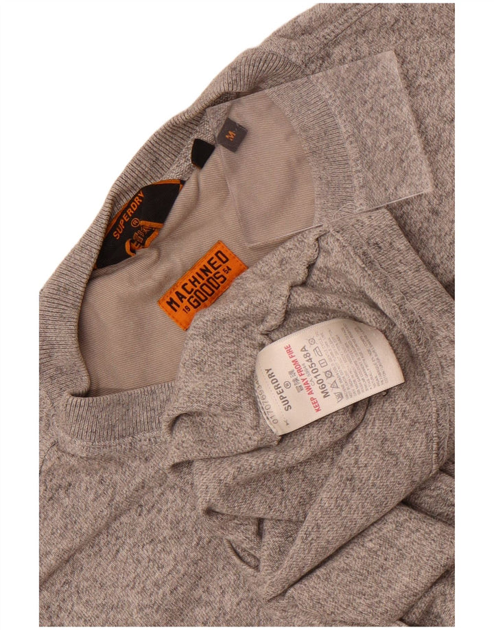 Мужской топ Superdry из хлопка с длинными рукавами среднего серого цвета в крапинку