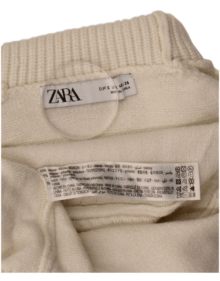 Женский укороченный джемпер с высоким воротником Zara UK 10, маленький белый