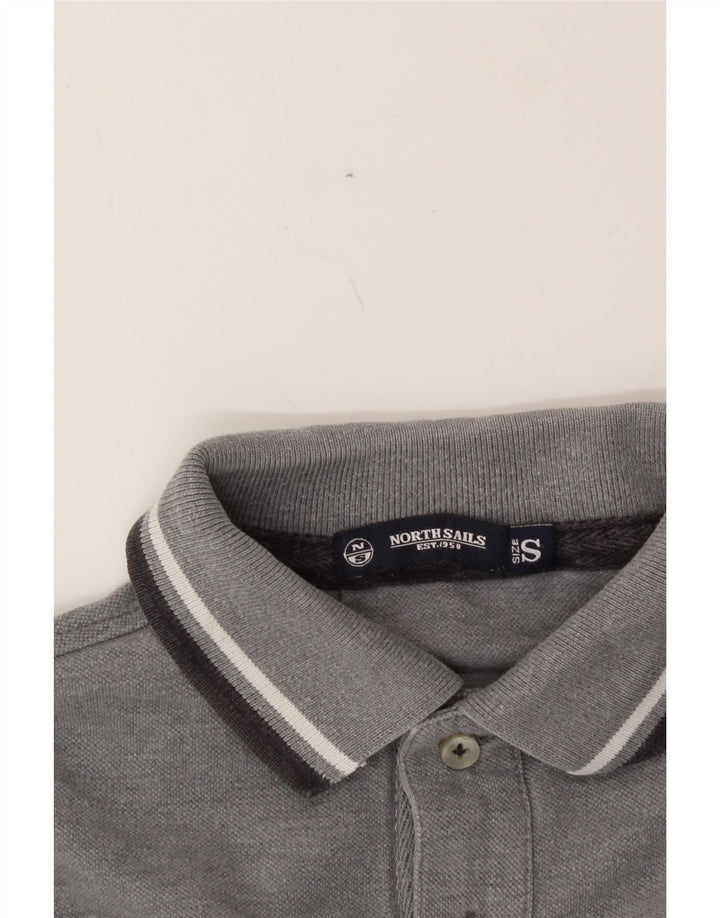 NORTH SAILS Mens Long Sleeve Polo Shirt Small Grey Cotton Vintage North Sails and Second-Hand North Sails from Messina Hembry 