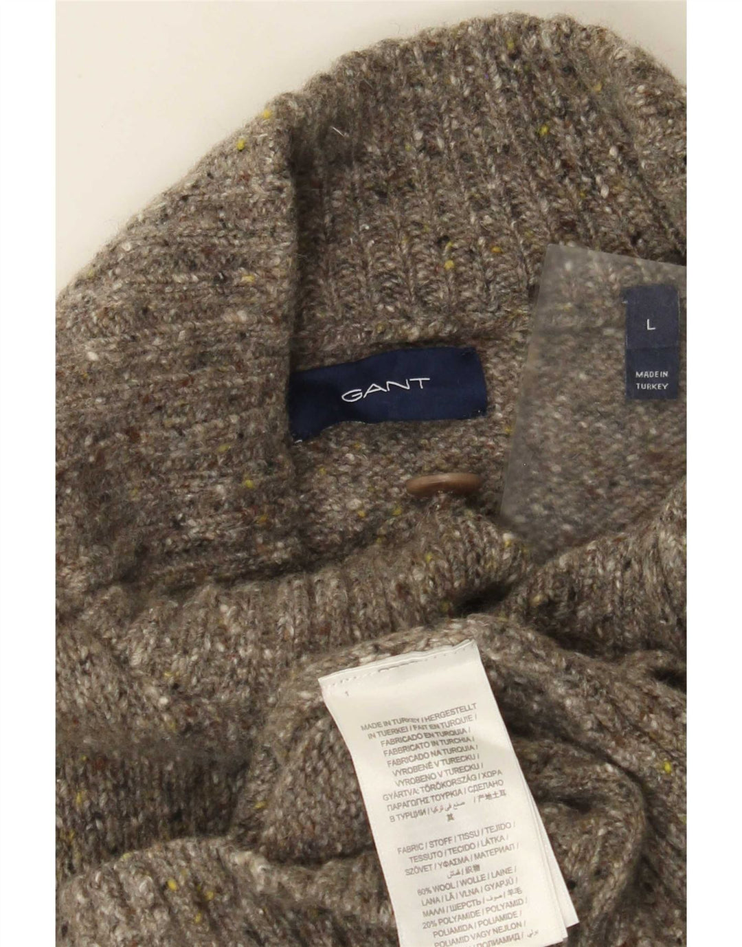 Мужской кардиган Gant, большой зеленый шерстяной свитер в крапинку