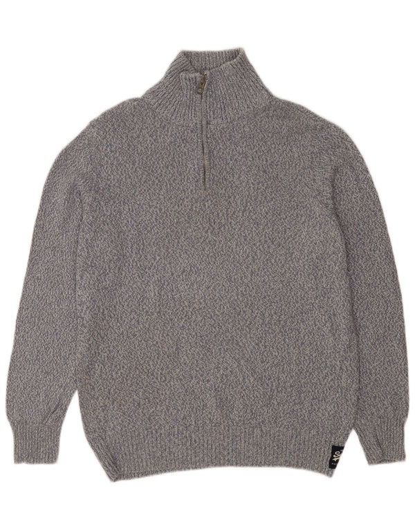 Мужской свитер Superdry с воротником на молнии XL, синий в крапинку, хлопок