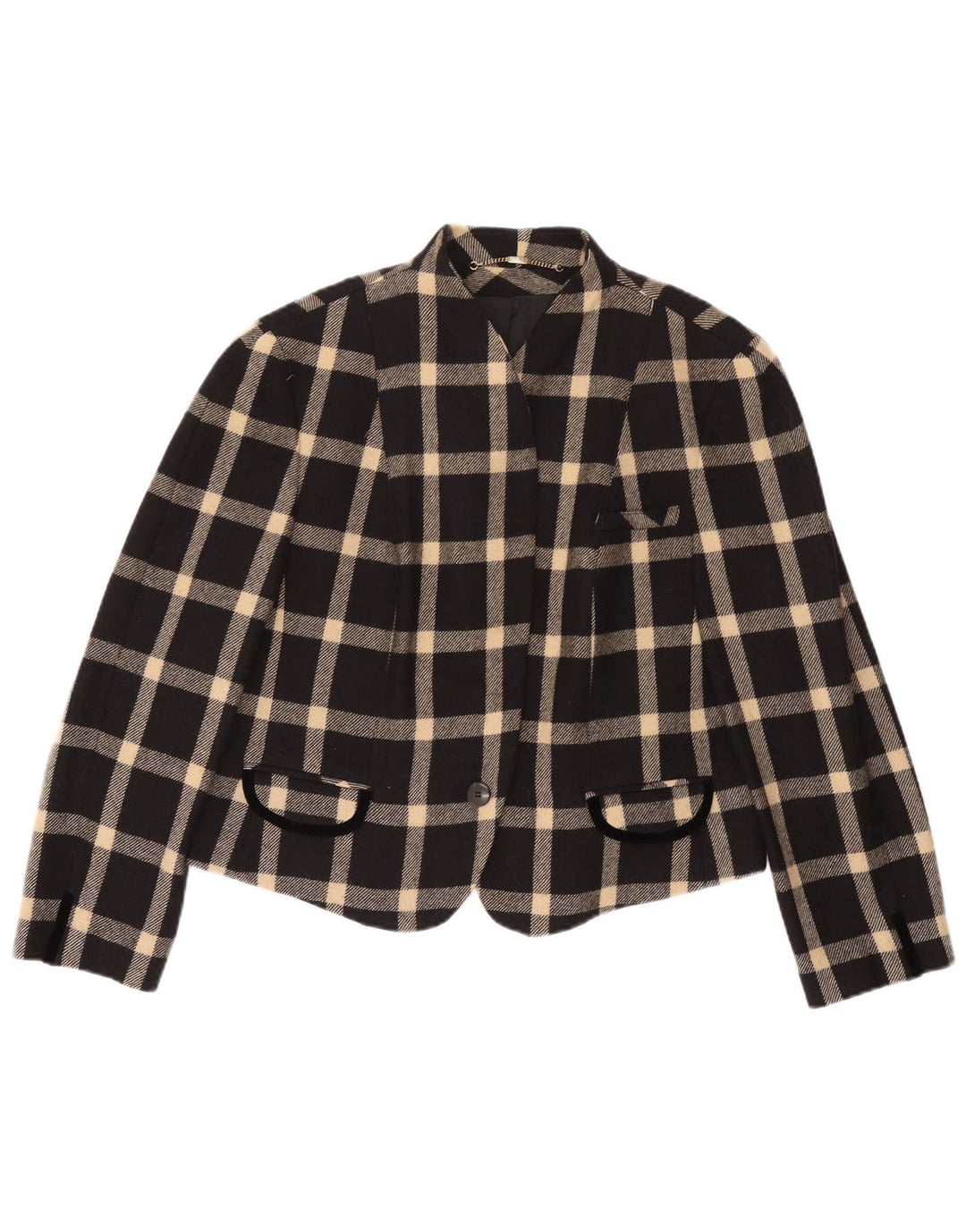 Женский пиджак Basler на 1 пуговице UK 18 XL, черная шерстяная клетка