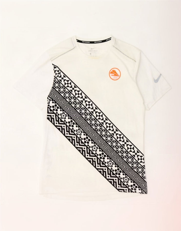 Мужская футболка Nike Dri Fit, маленький белый полиэстер с геометрическим рисунком