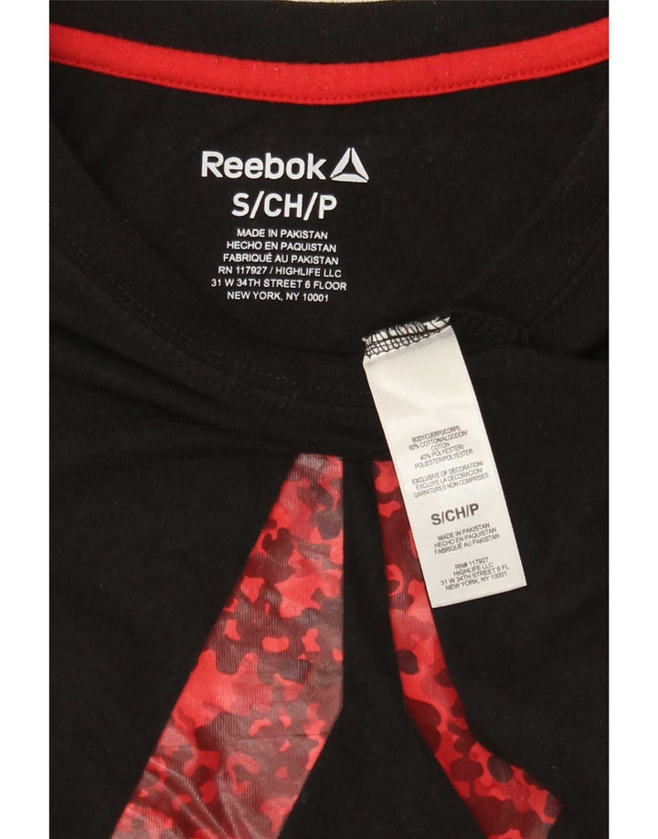 Reebok Мужская футболка с рисунком, маленький черный хлопок