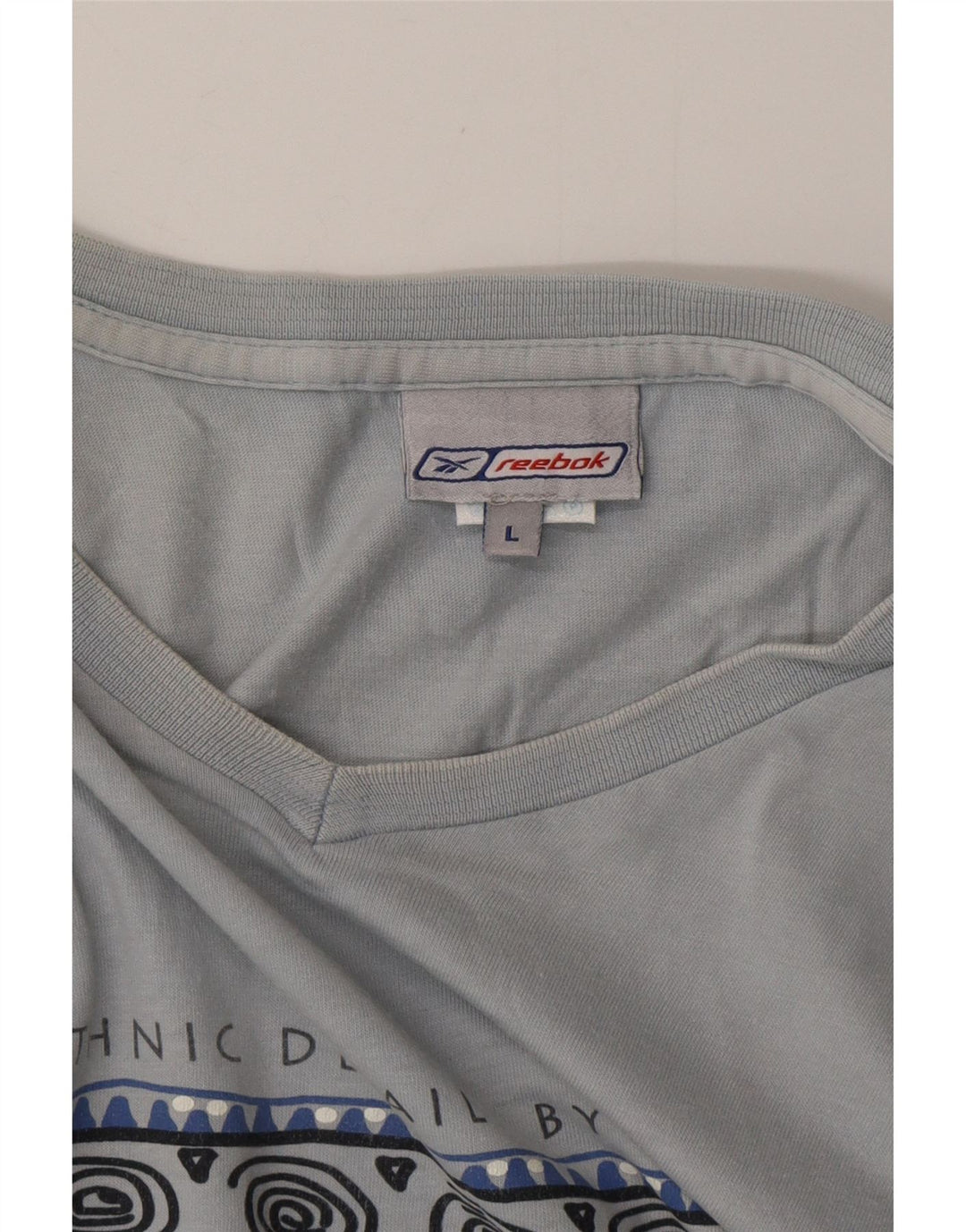 REEBOK Мужская футболка с рисунком, большой синий хлопок