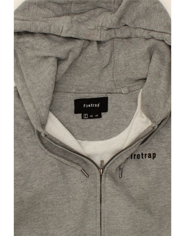 FIRETRAP Womens Zip Hoodie Sweater UK 16 Large Grey Cotton Vintage Firetrap and Second-Hand Firetrap from Messina Hembry 