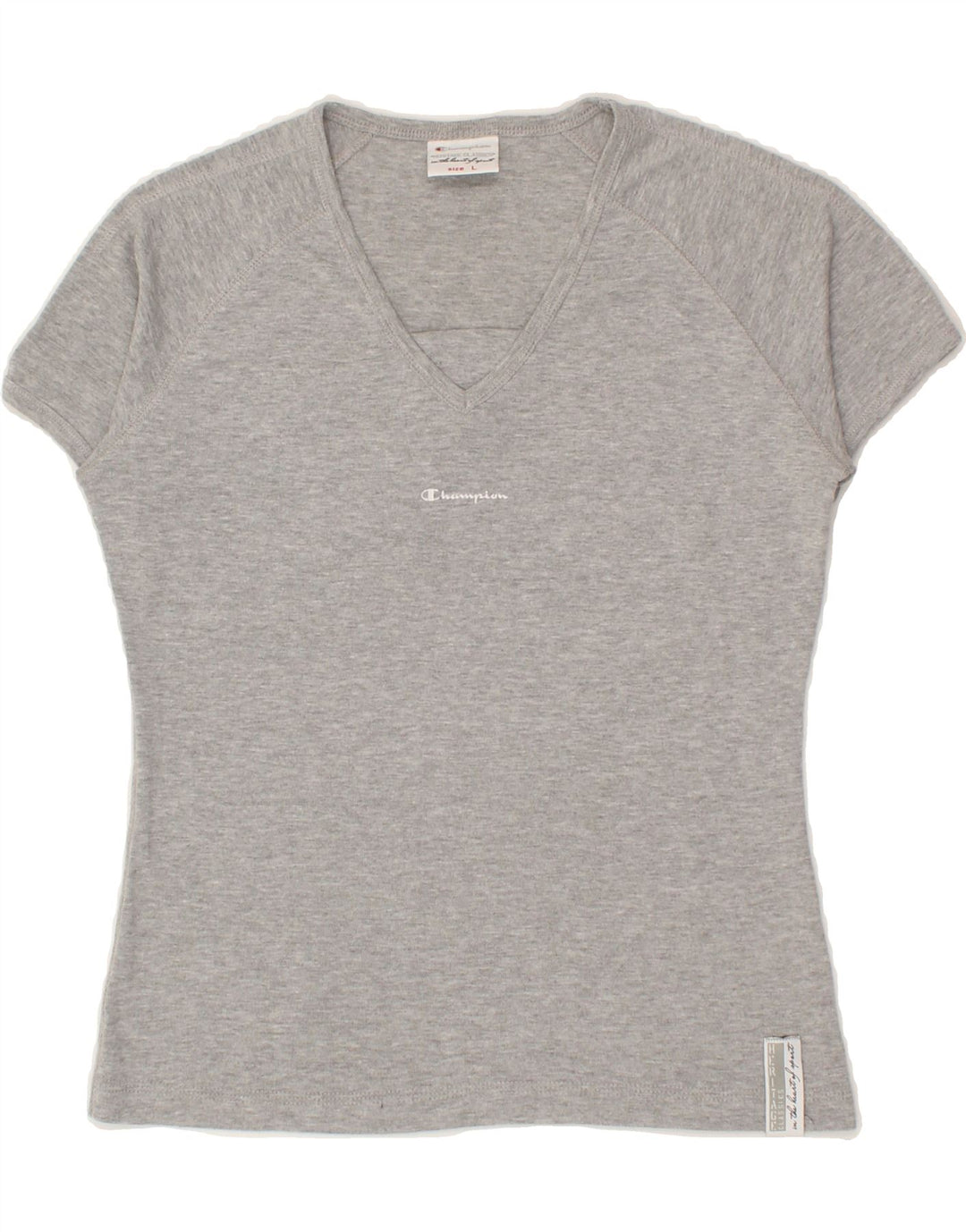 CHAMPION Womens T-Shirt Top UK 14 Large Grey Vintage Champion and Second-Hand Champion from Messina Hembry 