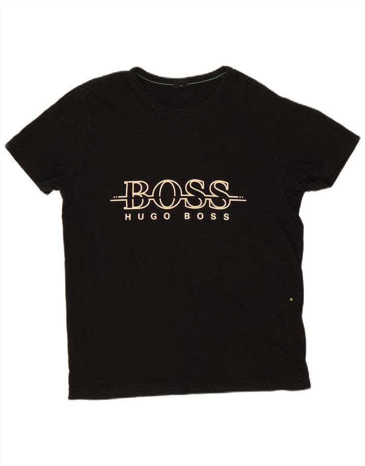 Мужская футболка с рисунком Hugo Boss, средний черный хлопок