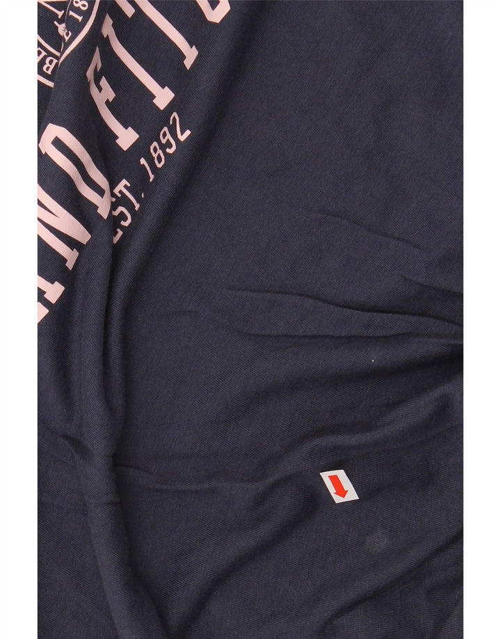 Футболка с рисунком ABERCROMBIE & FITCH для девочек, топ 13–14 лет, темно-синий, хлопок