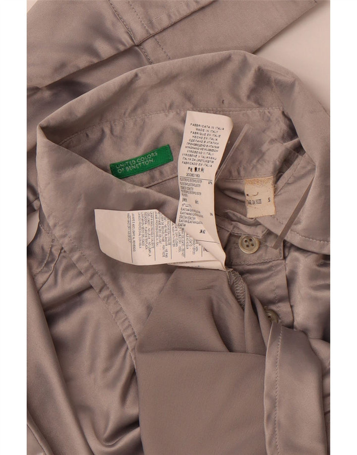 Женская блузка-рубашка BENETTON UK 10, маленькая, серая, полиэстер