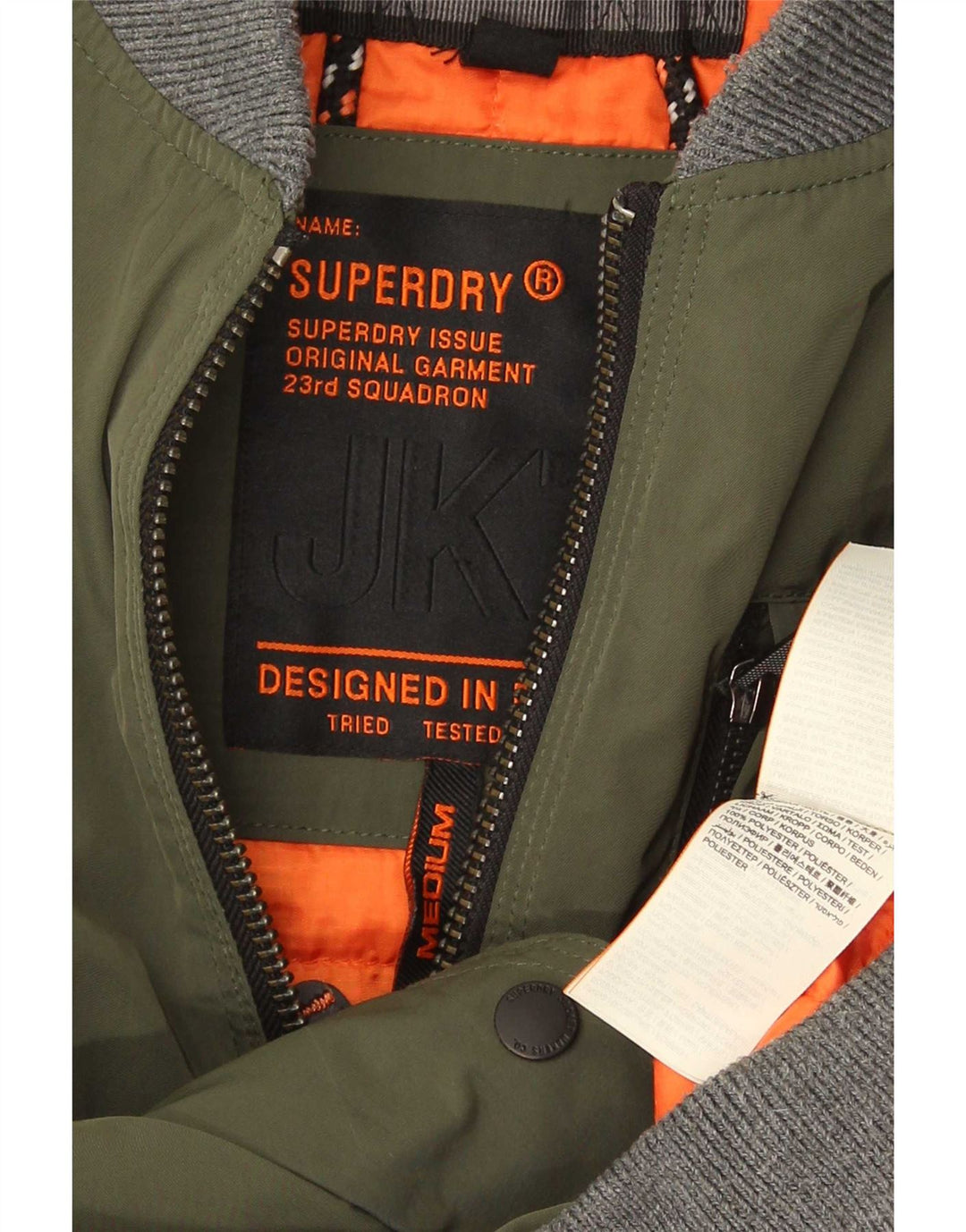 Мужская куртка-бомбер Superdry UK 38, средний зеленый полиэстер с цветными блоками