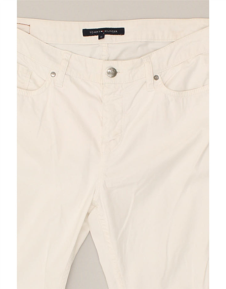 TOMMY HILFIGER Womens Slim Casual Trousers US 12 Large W32 L26  White | Vintage Tommy Hilfiger | Thrift | Second-Hand Tommy Hilfiger | Used Clothing | Messina Hembry 