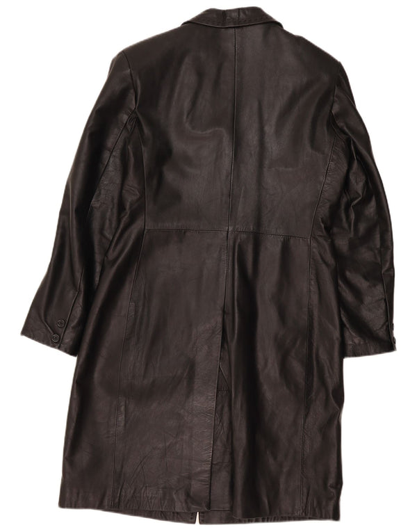 Винтажное женское кожаное пальто IT 48 XL, черное кожаное