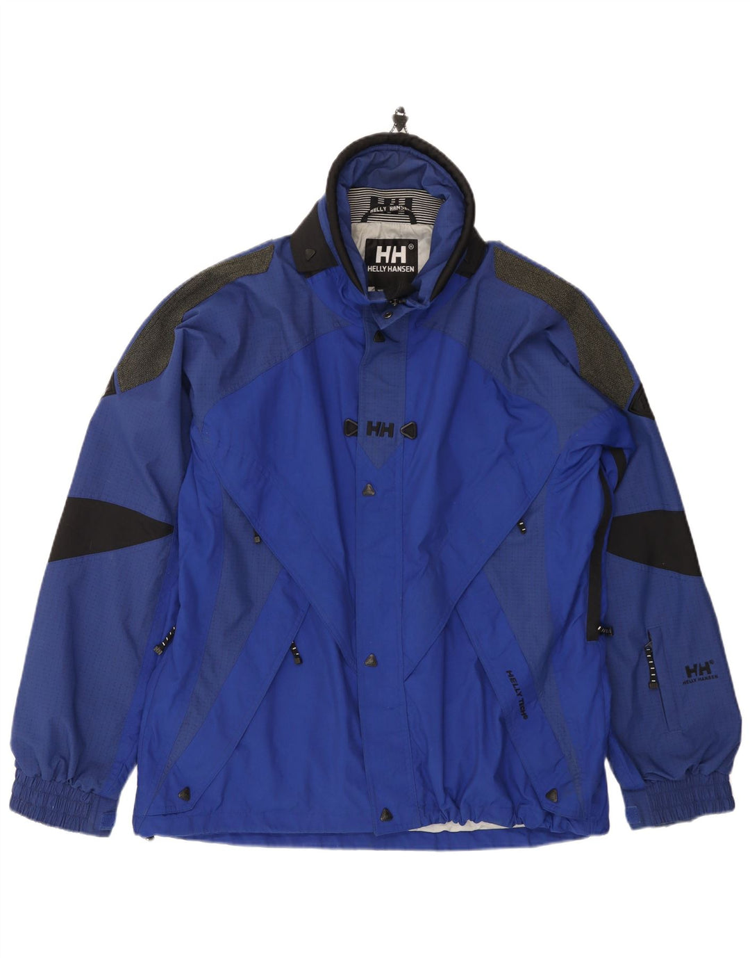 Мужская дождевик Helly Hansen с графическим рисунком UK 40, большой синий нейлон с цветными блоками