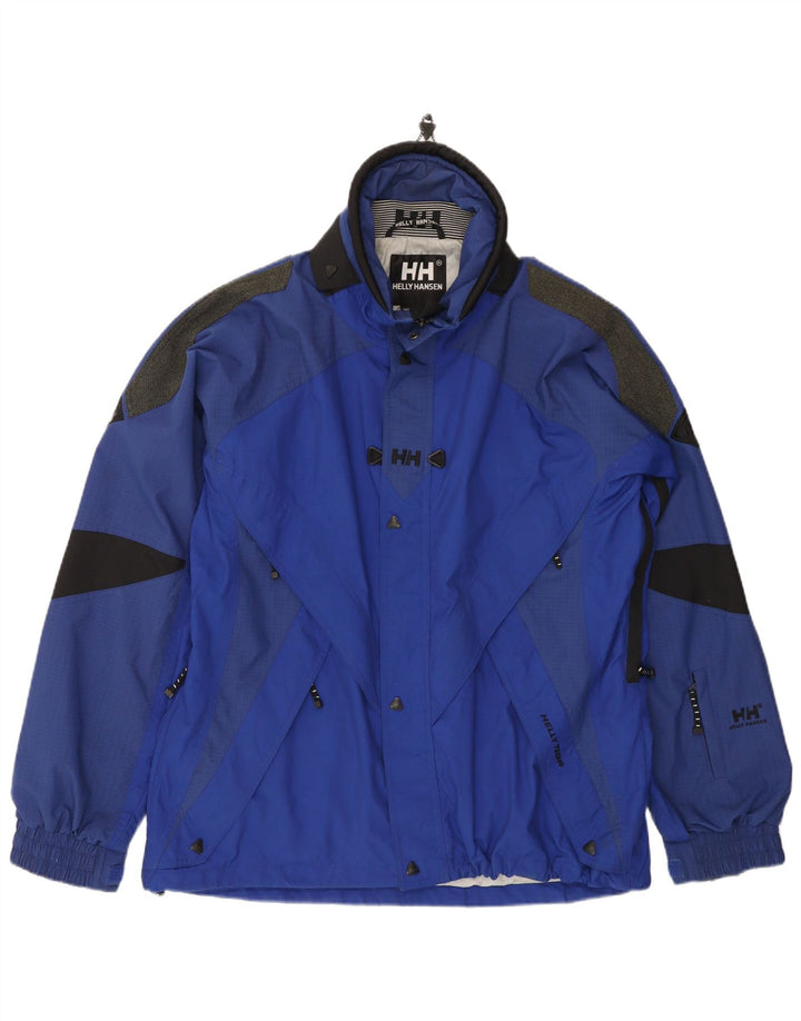 Мужская дождевик Helly Hansen с графическим рисунком UK 40, большой синий нейлон с цветными блоками