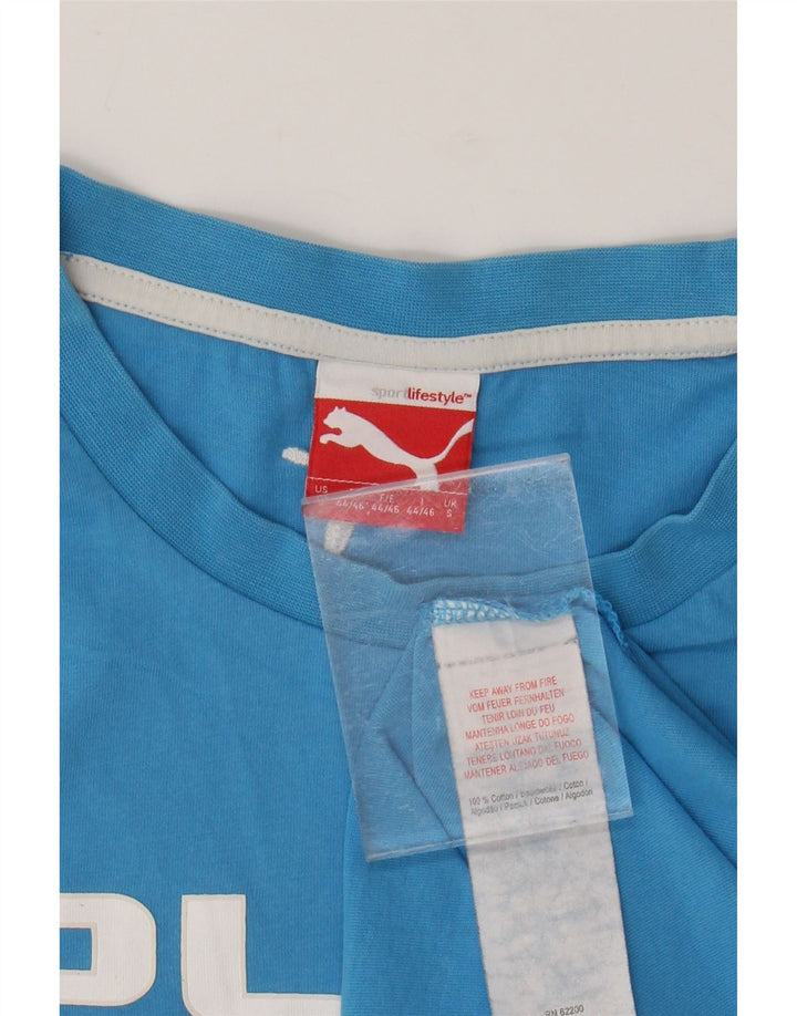 Мужская футболка с рисунком PUMA, маленький синий хлопок