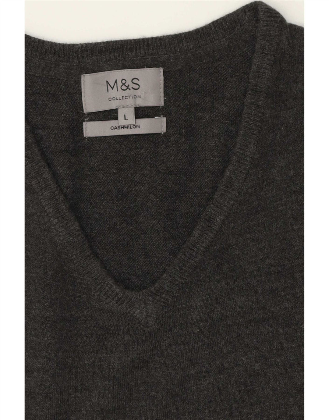 Мужской джемпер с v-образным вырезом Marks & Spencer, большой серый кашемировый свитер