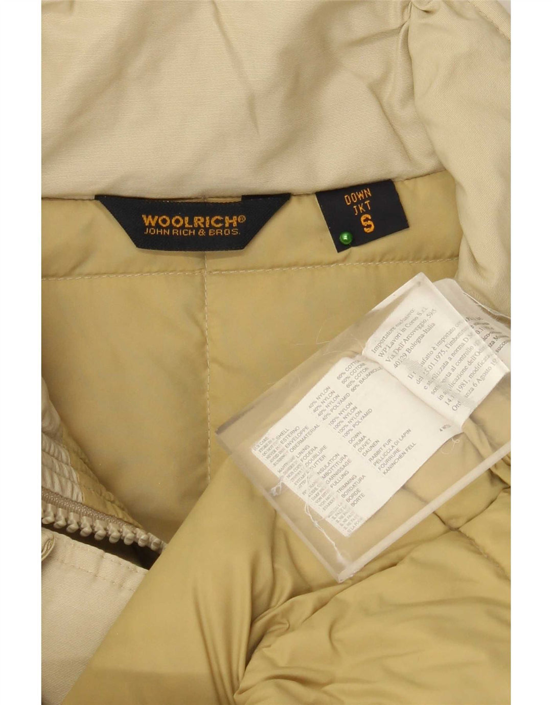 Женское длинное стеганое пальто Woolrich UK 10, маленький размер, бежевый нейлон