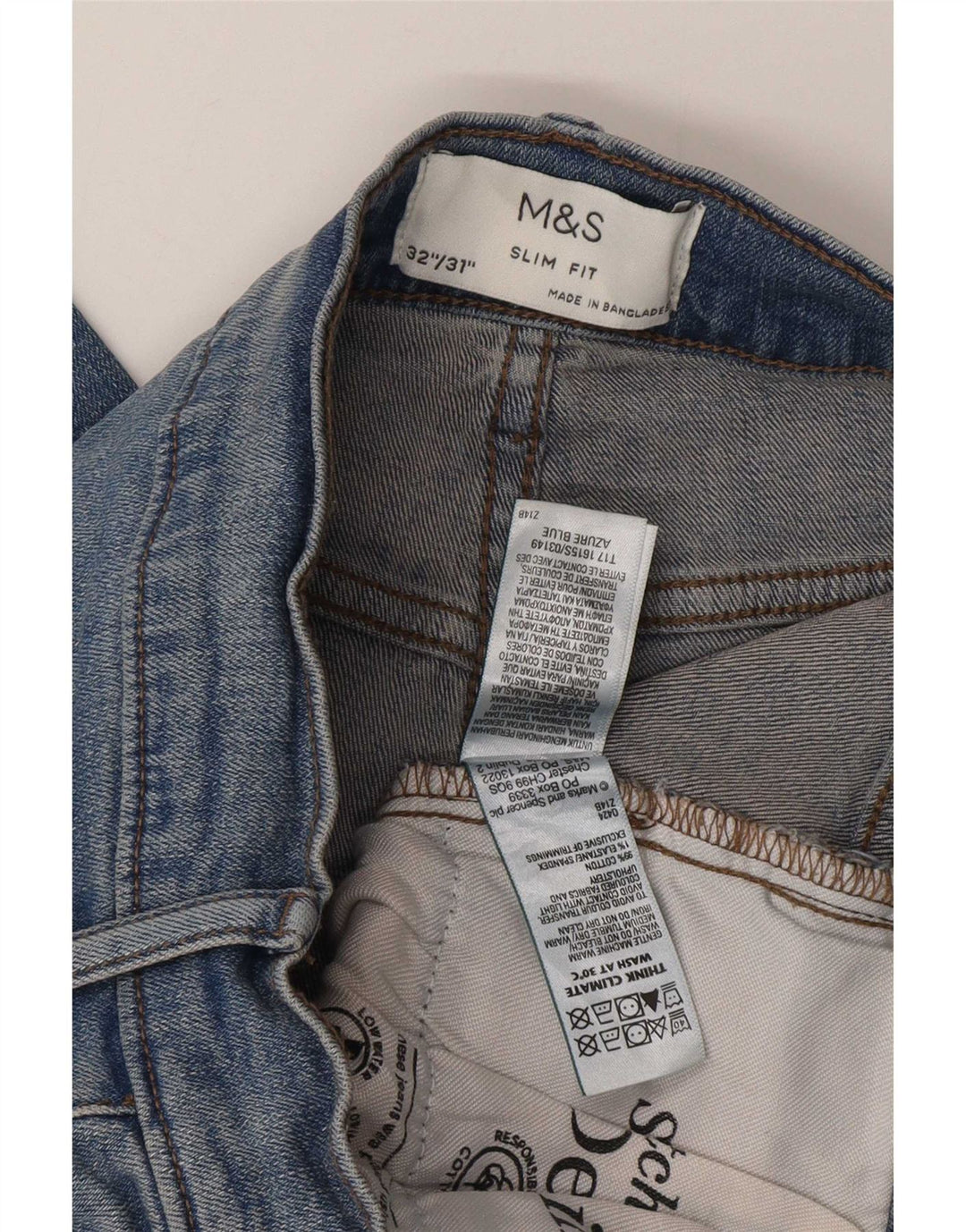 Мужские узкие джинсы Marks & Spencer W32 L31 синие, хлопок