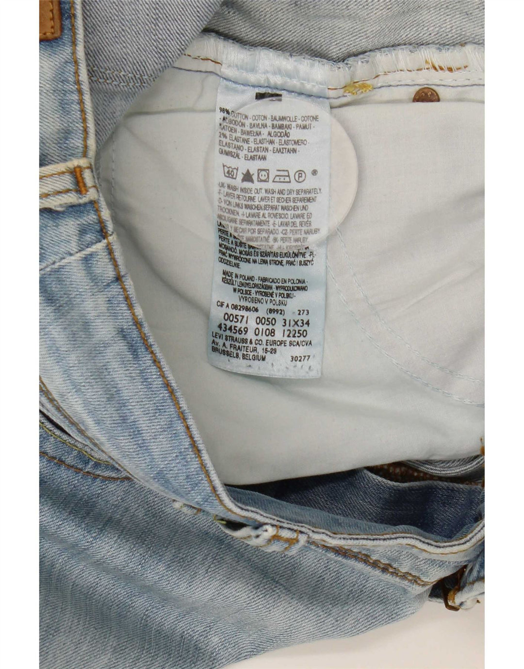 Женские узкие джинсы Levi's 571 W31 L34 синие, хлопок