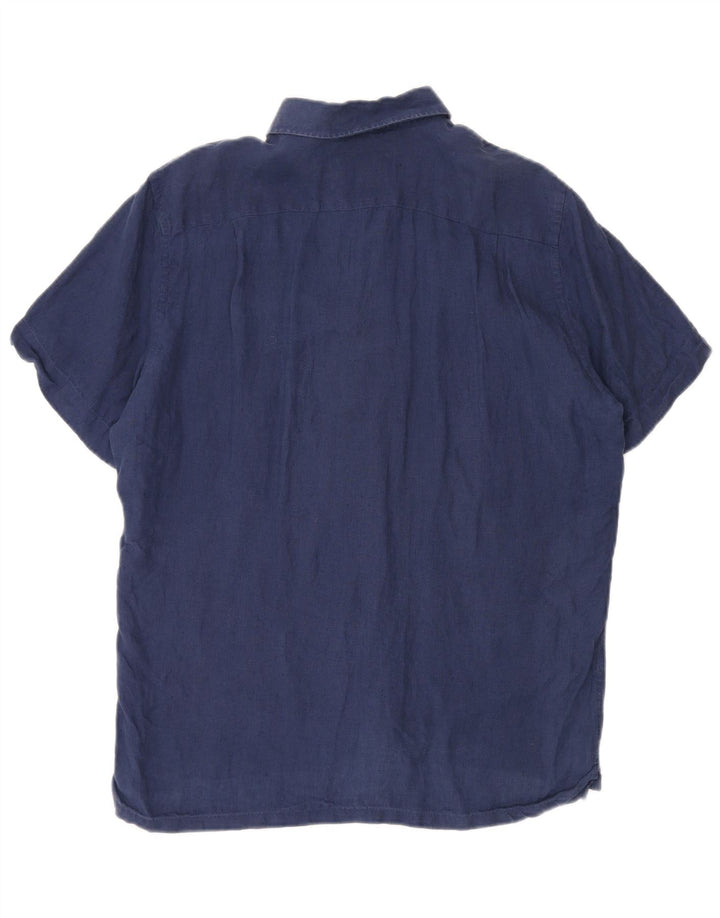 Мужская рубашка стандартного кроя с коротким рукавом Lacoste, размер 40, средний темно-синий