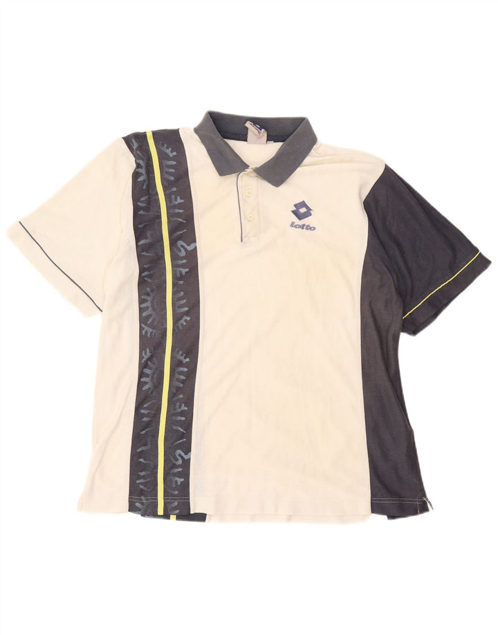 Мужская рубашка-поло для регби LOTTO, Великобритания, 40/42, большая белая, полиэстер с цветными блоками