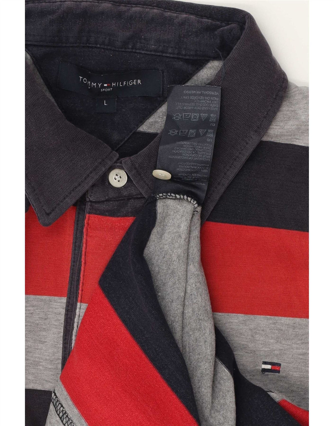 Мужская рубашка-поло Tommy Hilfiger в большую разноцветную полоску из хлопка