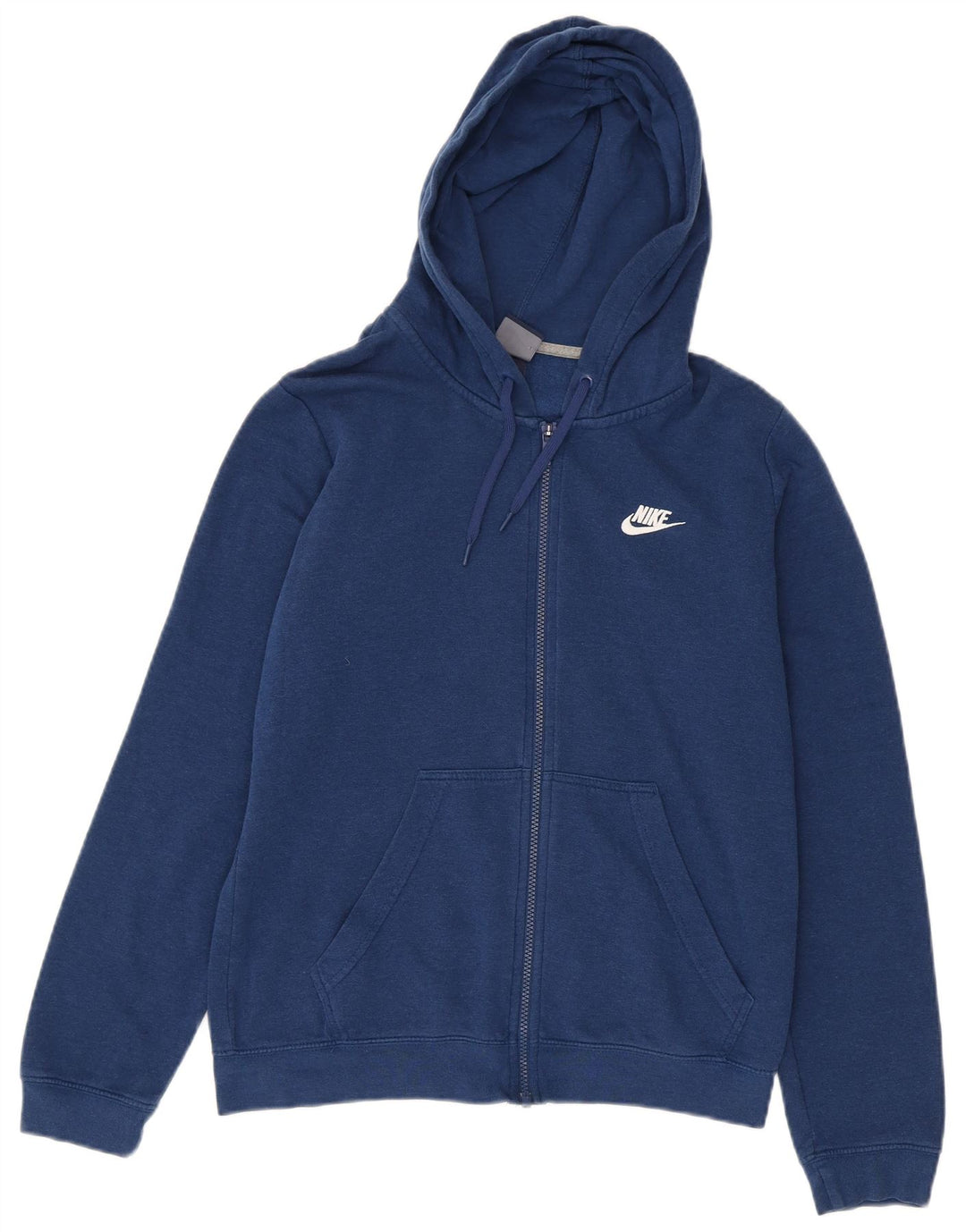 Женский свитер с капюшоном на молнии Nike UK 14, хлопковый средний синий цвет