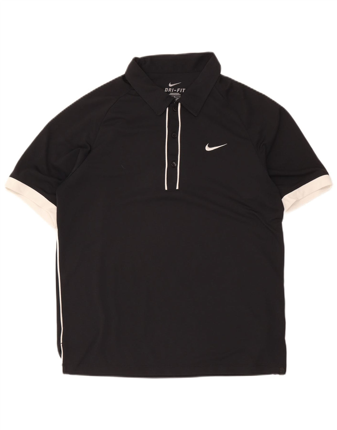 Мужская рубашка-поло Nike Dri Fit UK 38/40, средний черный полиэстер с цветными блоками