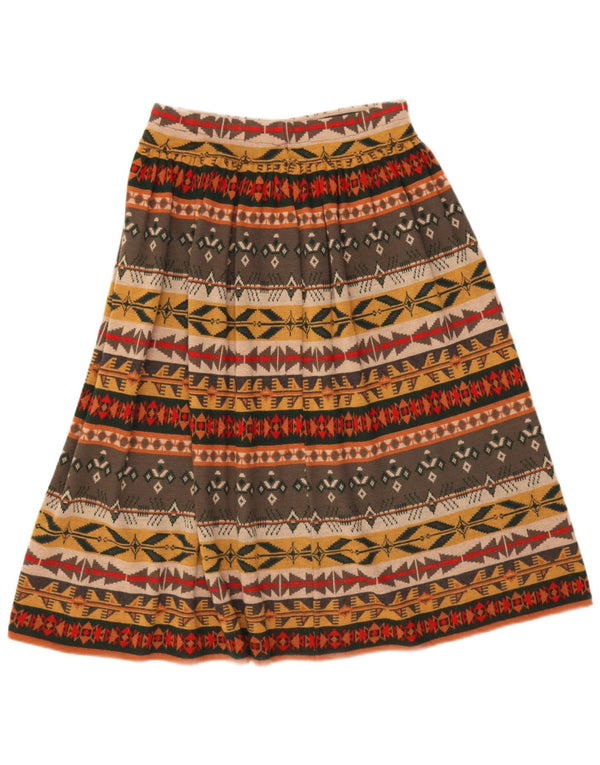 Винтажная женская юбка-трапеция с высокой талией W30, средний разноцветный геометрический узор