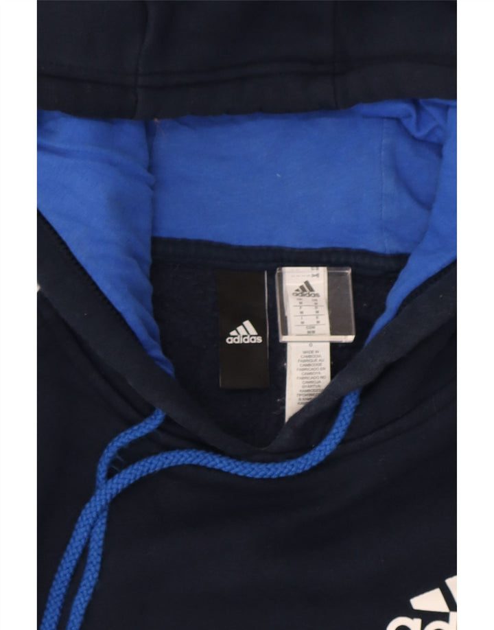 Мужской джемпер с капюшоном Adidas среднего размера, темно-синий, хлопок