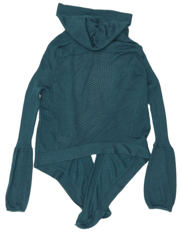 Женский укороченный открытый кардиган с капюшоном Dkny, британский цвет 14, хлопковый средний синий цвет