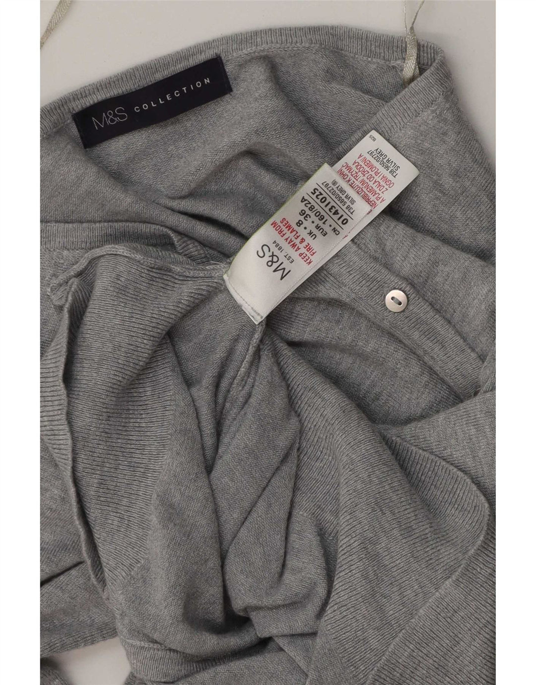Женский кардиган Marks & Spencer, Великобритания, 8, маленький, серый, вискоза с крапинками