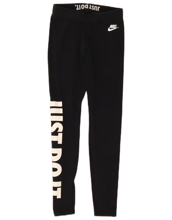 Женские леггинсы с рисунком Nike UK 8, маленькие черные хлопковые