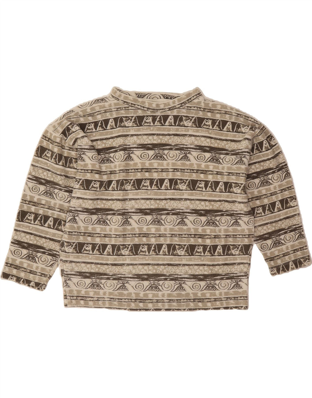 VINTAGE Womens Oversized Sweatshirt Jumper UK 10 Small Grey Fair Isle Vintage Vintage and Second-Hand Vintage from Messina Hembry 