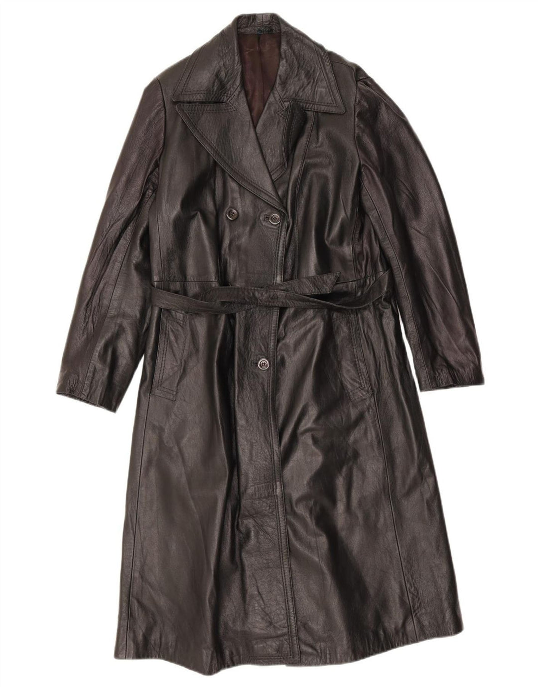 Винтажное женское кожаное пальто UK 18 XL, черное