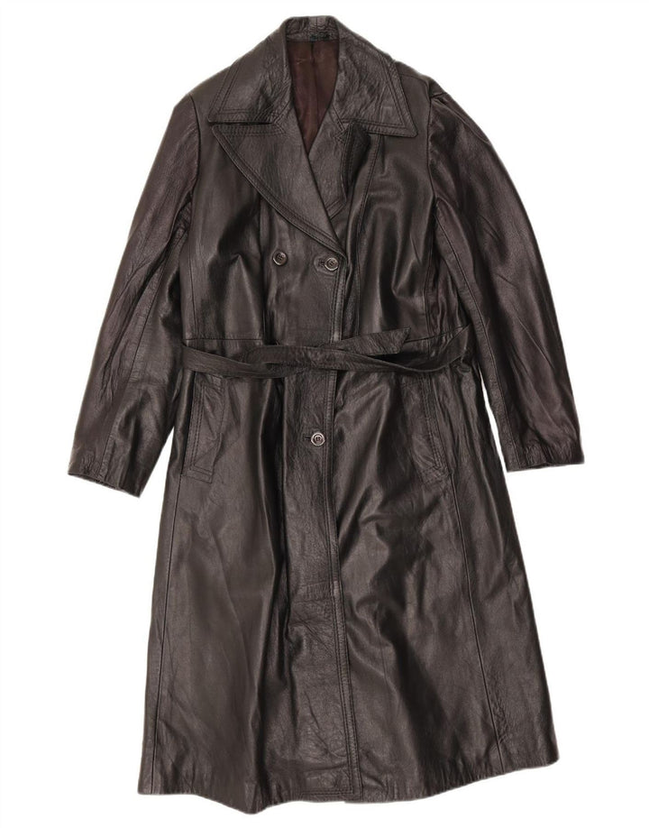 Винтажное женское кожаное пальто UK 18 XL, черное