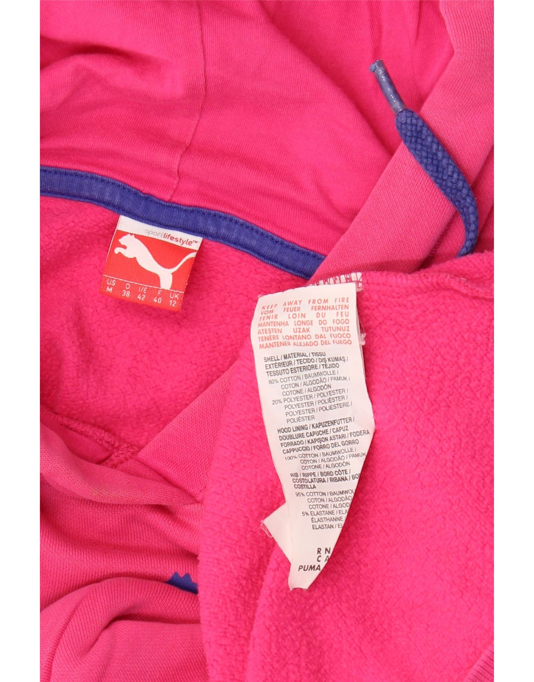 Женский джемпер с капюшоном PUMA UK 12, хлопок среднего розового цвета