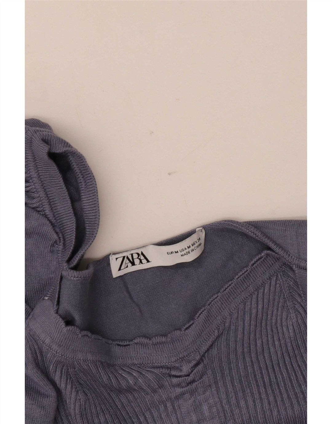 Женский укороченный топ Zara с длинным рукавом UK 12, средний синий