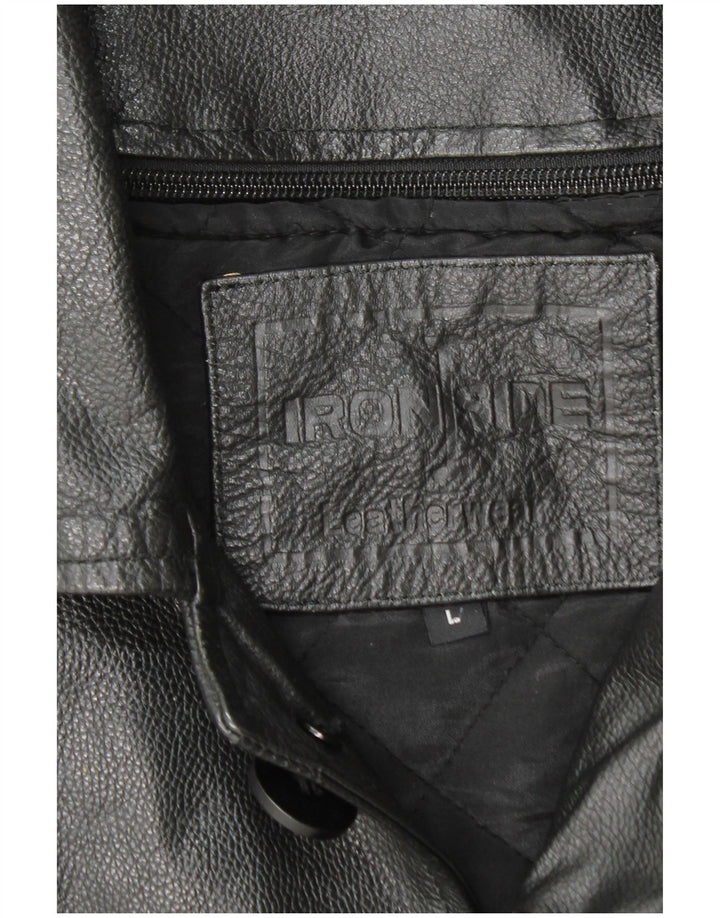 Мужская кожаная куртка IRONSIDES UK 40, большая черная кожа