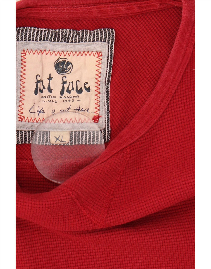 FAT FACE Mens Top Long Sleeve XL Red Cotton