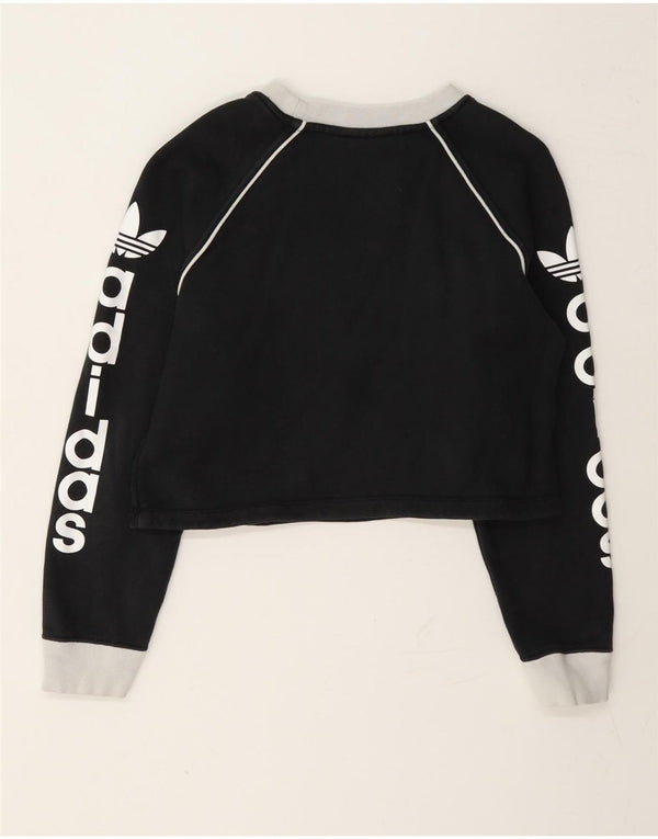Женский укороченный свитшот с графическим рисунком Adidas UK 4 XS Серый с цветными блоками